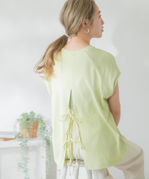 ITEMS URBANRESEARCH(アイテムズ アーバンリサーチ)の「バックリボンラグランTシャツ(Tシャツ/カットソー・レディース・グレー系その他/チャコールグレー/オフホワイト/イエロー・FREE)」の1枚目の写真