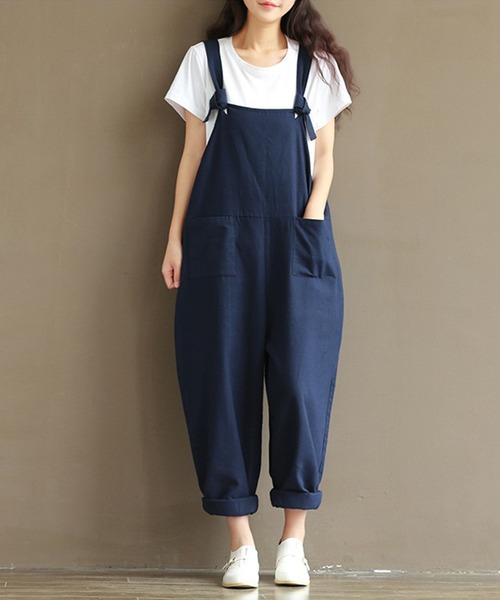 aimoha（アイモハ）の「カジュアルサロペット (SS)（サロペット/オーバーオール・レディース・グレー/ネイビー/ブラック/ベージュ・MEDIUM/LARGE/SMALL）」の8枚目の写真