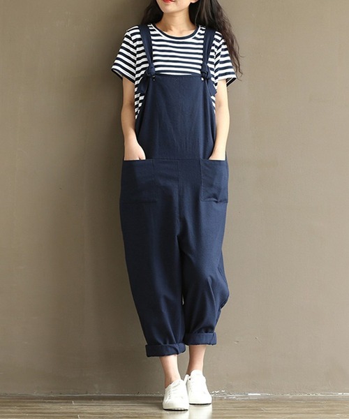 aimoha（アイモハ）の「カジュアルサロペット (SS)（サロペット/オーバーオール・レディース・グレー/ネイビー/ブラック/ベージュ・MEDIUM/LARGE/SMALL）」の12枚目の写真