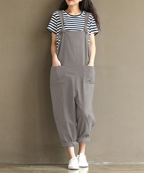 aimoha（アイモハ）の「カジュアルサロペット (SS)（サロペット/オーバーオール・レディース・グレー/ネイビー/ブラック/ベージュ・MEDIUM/LARGE/SMALL）」の13枚目の写真