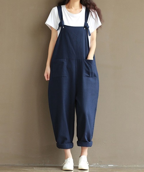 aimoha（アイモハ）の「カジュアルサロペット (SS)（サロペット/オーバーオール・レディース・グレー/ネイビー/ブラック/ベージュ・MEDIUM/LARGE/SMALL）」の7枚目の写真