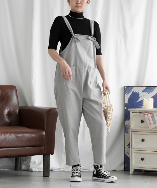 aimoha（アイモハ）の「カジュアルサロペット (SS)（サロペット/オーバーオール・レディース・グレー/ネイビー/ブラック/ベージュ・MEDIUM/LARGE/SMALL）」の16枚目の写真