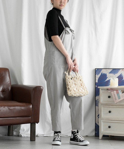 aimoha（アイモハ）の「カジュアルサロペット (SS)（サロペット/オーバーオール・レディース・グレー/ネイビー/ブラック/ベージュ・MEDIUM/LARGE/SMALL）」の17枚目の写真