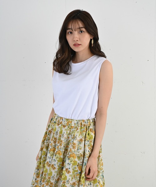 Rewde（ルゥデ）の「ラウンドヘムノースリーブプルオーバー（1R15-04180）（Tシャツ/カットソー・レディース・ホワイト×ブルー/ホワイト・M/L）」の2枚目の写真