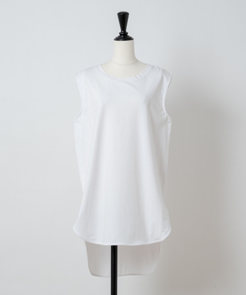 Rewde（ルゥデ）の「ラウンドヘムノースリーブプルオーバー（1R15-04180）（Tシャツ/カットソー・レディース・ホワイト×ブルー/ホワイト・M/L）」の5枚目の写真