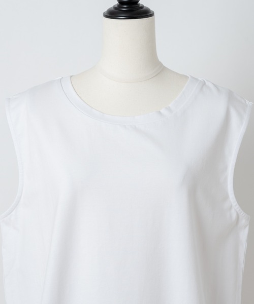 Rewde（ルゥデ）の「ラウンドヘムノースリーブプルオーバー（1R15-04180）（Tシャツ/カットソー・レディース・ホワイト×ブルー/ホワイト・M/L）」の4枚目の写真