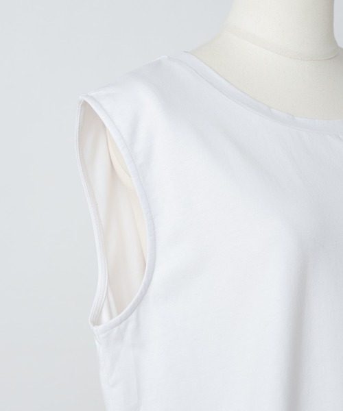 Rewde（ルゥデ）の「ラウンドヘムノースリーブプルオーバー（1R15-04180）（Tシャツ/カットソー・レディース・ホワイト×ブルー/ホワイト・M/L）」の6枚目の写真