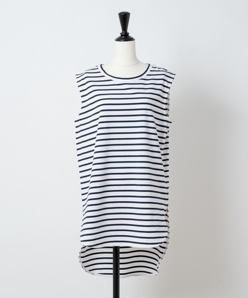 Rewde（ルゥデ）の「ラウンドヘムノースリーブプルオーバー（1R15-04180）（Tシャツ/カットソー・レディース・ホワイト×ブルー/ホワイト・M/L）」の9枚目の写真