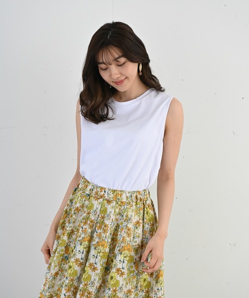 Rewde（ルゥデ）の「ラウンドヘムノースリーブプルオーバー（1R15-04180）（Tシャツ/カットソー・レディース・ホワイト×ブルー/ホワイト・M/L）」の13枚目の写真