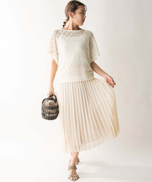 MILLION CARATS(ミリオンカラッツ)の「【STYLE4】透かし編みレースアップニットセット(ニット/セーター・レディース・オフホワイト/イエロー/サックスブルー・FREE)」の4枚目の写真