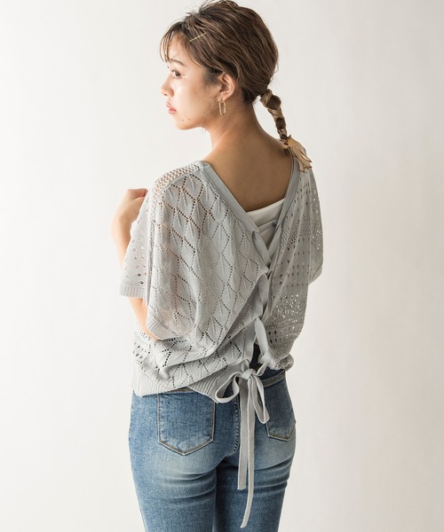 MILLION CARATS(ミリオンカラッツ)の「【STYLE4】透かし編みレースアップニットセット(ニット/セーター・レディース・オフホワイト/イエロー/サックスブルー・FREE)」の12枚目の写真