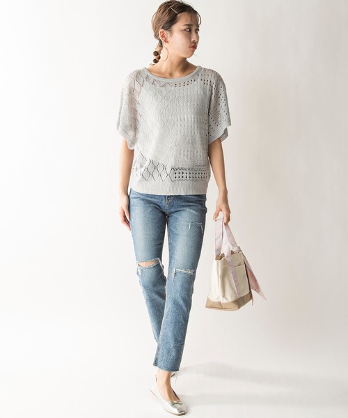 MILLION CARATS(ミリオンカラッツ)の「【STYLE4】透かし編みレースアップニットセット(ニット/セーター・レディース・オフホワイト/イエロー/サックスブルー・FREE)」の15枚目の写真