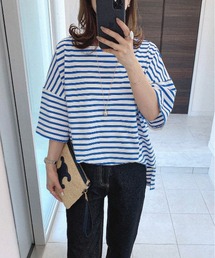 feepur | バスクボーダー5分袖BIGプルオーバー(Tシャツ/カットソー)