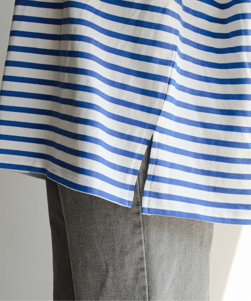 feepur（フェピュール）の「バスクボーダー5分袖BIGプルオーバー（Tシャツ/カットソー・レディース・ホワイト×ブルー/ホワイト×ネイビー/ホワイト×ピンク・MEDIUM）」の4枚目の写真