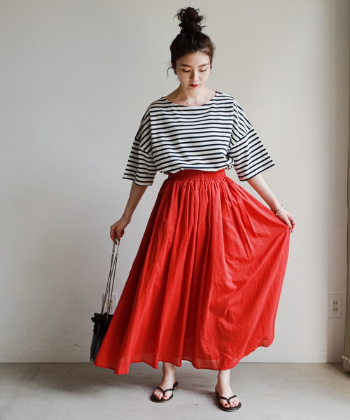 feepur（フェピュール）の「バスクボーダー5分袖BIGプルオーバー（Tシャツ/カットソー・レディース・ホワイト×ブルー/ホワイト×ネイビー/ホワイト×ピンク・MEDIUM）」の10枚目の写真