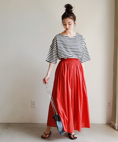 feepur（フェピュール）の「バスクボーダー5分袖BIGプルオーバー（Tシャツ/カットソー・レディース・ホワイト×ブルー/ホワイト×ネイビー/ホワイト×ピンク・MEDIUM）」の11枚目の写真