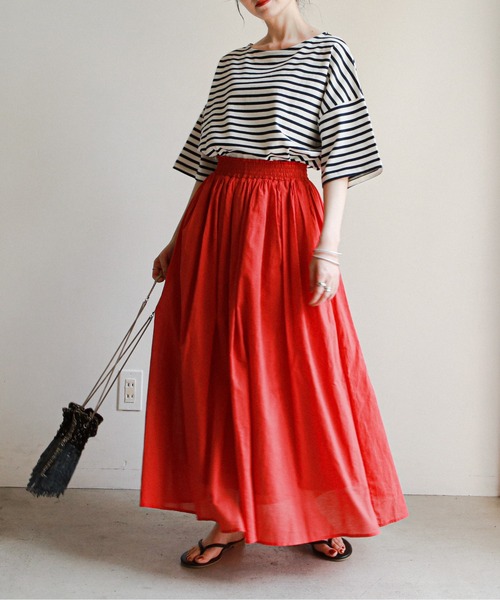 feepur（フェピュール）の「バスクボーダー5分袖BIGプルオーバー（Tシャツ/カットソー・レディース・ホワイト×ブルー/ホワイト×ネイビー/ホワイト×ピンク・MEDIUM）」の12枚目の写真