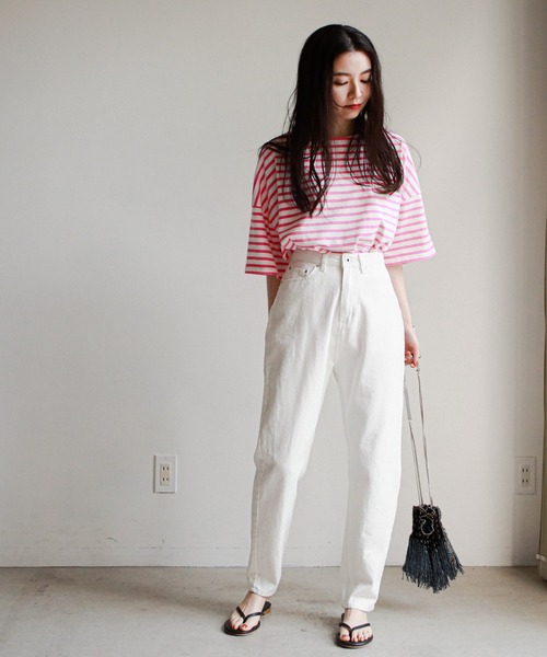 feepur（フェピュール）の「バスクボーダー5分袖BIGプルオーバー（Tシャツ/カットソー・レディース・ホワイト×ブルー/ホワイト×ネイビー/ホワイト×ピンク・MEDIUM）」の20枚目の写真