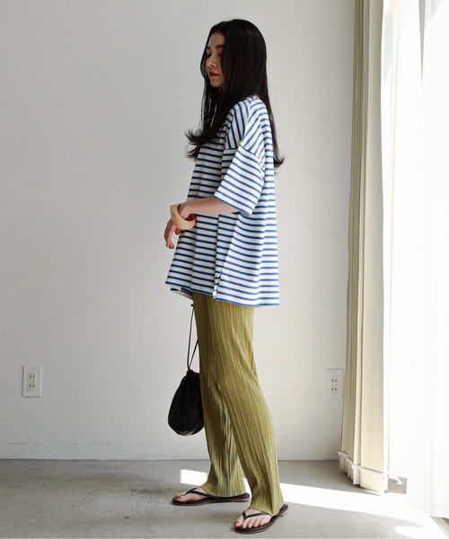 feepur（フェピュール）の「バスクボーダー5分袖BIGプルオーバー（Tシャツ/カットソー・レディース・ホワイト×ブルー/ホワイト×ネイビー/ホワイト×ピンク・MEDIUM）」の22枚目の写真