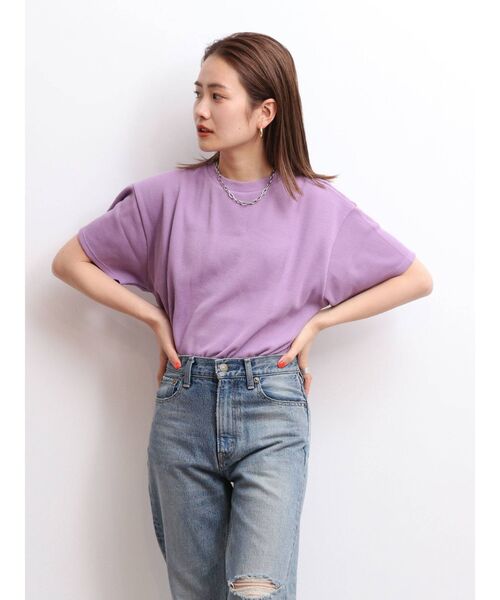 Ungrid（アングリッド）の「【WEB限定】ワッフルハーフスリーブTee（Tシャツ/カットソー・レディース・オフホワイト/チャコールグレー/オレンジ/ミント/ブルー/パープル・FREE）」の7枚目の写真