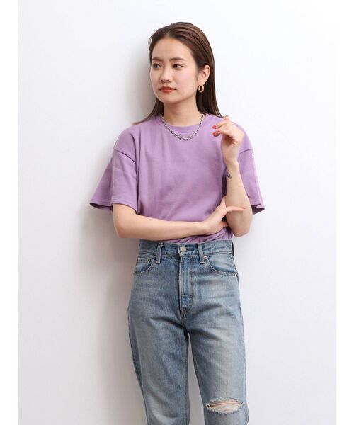 Ungrid（アングリッド）の「【WEB限定】ワッフルハーフスリーブTee（Tシャツ/カットソー・レディース・オフホワイト/チャコールグレー/オレンジ/ミント/ブルー/パープル・FREE）」の8枚目の写真