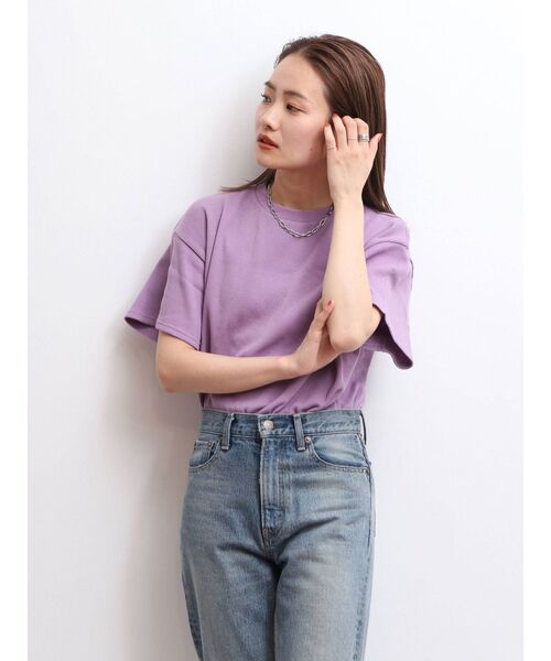 Ungrid（アングリッド）の「【WEB限定】ワッフルハーフスリーブTee（Tシャツ/カットソー・レディース・オフホワイト/チャコールグレー/オレンジ/ミント/ブルー/パープル・FREE）」の9枚目の写真