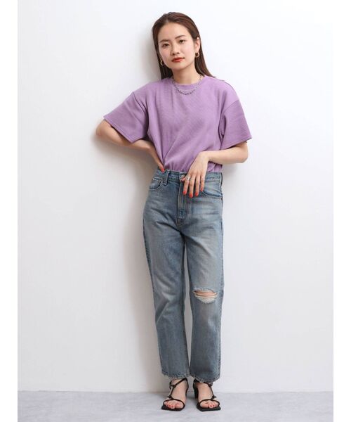 Ungrid（アングリッド）の「【WEB限定】ワッフルハーフスリーブTee（Tシャツ/カットソー・レディース・オフホワイト/チャコールグレー/オレンジ/ミント/ブルー/パープル・FREE）」の10枚目の写真