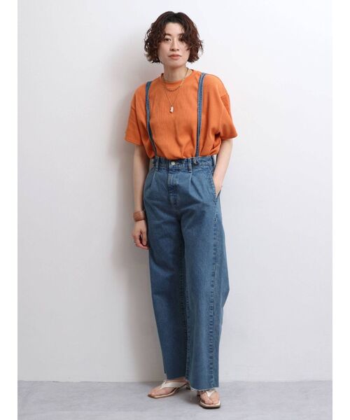 Ungrid（アングリッド）の「【WEB限定】ワッフルハーフスリーブTee（Tシャツ/カットソー・レディース・オフホワイト/チャコールグレー/オレンジ/ミント/ブルー/パープル・FREE）」の13枚目の写真