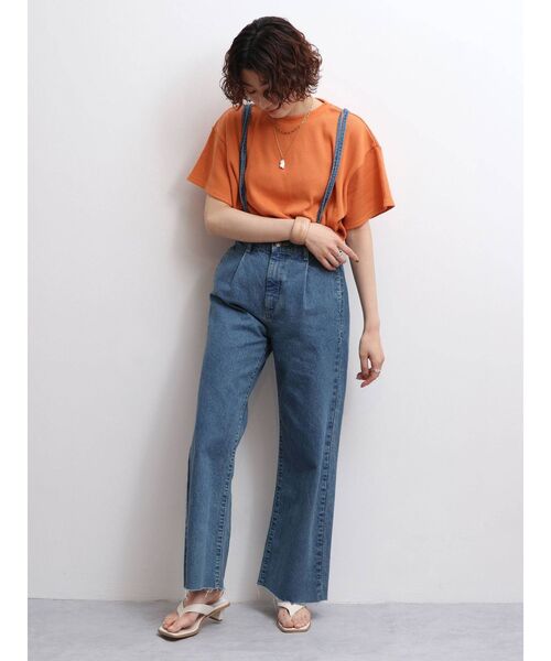 Ungrid（アングリッド）の「【WEB限定】ワッフルハーフスリーブTee（Tシャツ/カットソー・レディース・オフホワイト/チャコールグレー/オレンジ/ミント/ブルー/パープル・FREE）」の14枚目の写真