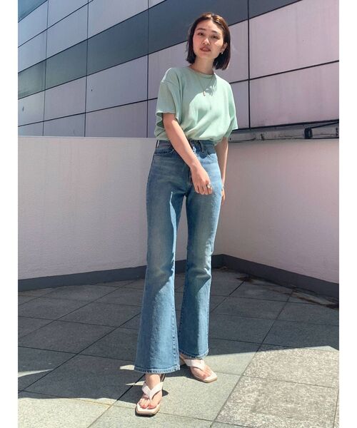 Ungrid（アングリッド）の「【WEB限定】ワッフルハーフスリーブTee（Tシャツ/カットソー・レディース・オフホワイト/チャコールグレー/オレンジ/ミント/ブルー/パープル・FREE）」の18枚目の写真