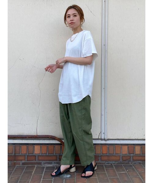 Ungrid（アングリッド）の「【WEB限定】ワッフルハーフスリーブTee（Tシャツ/カットソー・レディース・オフホワイト/チャコールグレー/オレンジ/ミント/ブルー/パープル・FREE）」の20枚目の写真