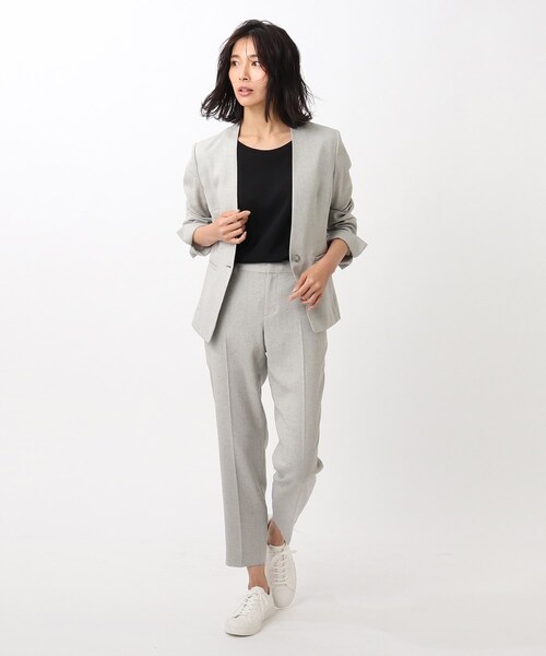 UNTITLED（アンタイトル）の「◆【洗える】ドレッサーアーステックリネンセンタープレスパンツ（スーツパンツ・レディース・ネイビー/ライトグレー/ベージュ・00/02/01/03/99）」の5枚目の写真