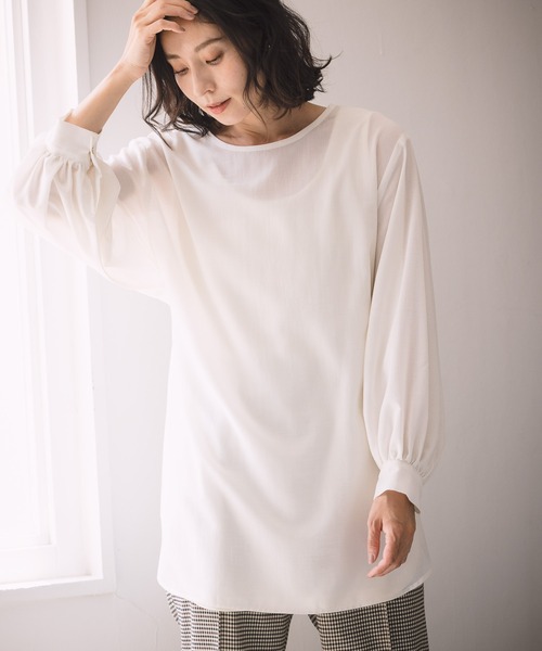 LEPSIM（レプシィム）の「２Ｐセットオープンバックブラウス長袖　955921（シャツ/ブラウス・レディース・ブラック/オフホワイト/オリーブ/グレイッシュベージュ・FREE）」の5枚目の写真