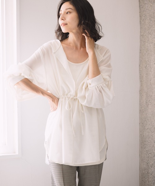 LEPSIM（レプシィム）の「２Ｐセットオープンバックブラウス長袖　955921（シャツ/ブラウス・レディース・ブラック/オフホワイト/オリーブ/グレイッシュベージュ・FREE）」の7枚目の写真