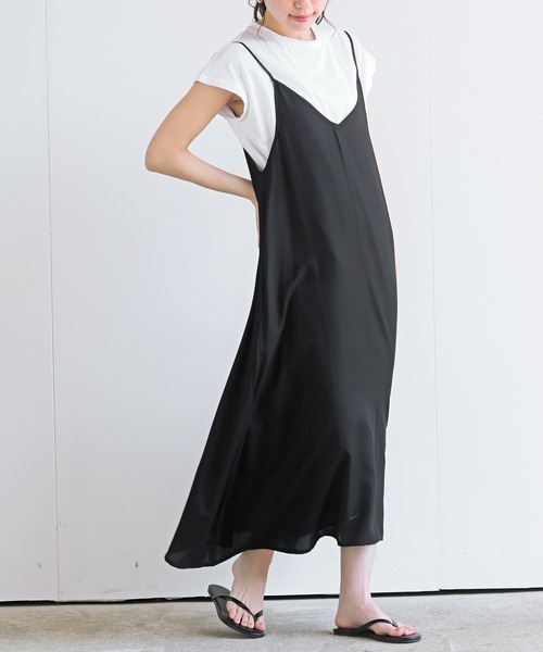 rps（アールピーエス）の「ＴシャツＳＥＴキャミワンピース（ワンピース・レディース・ブラック/ダークグリーン/ダークベージュ/ブラック系その他2/ブラック系その他3・M）」の2枚目の写真