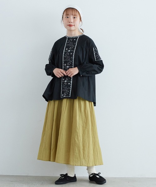 シャンブルドゥシャーム　刺繍　ブラウス　綿　麻　リネン シャンブルドゥシャーム刺繍ブラウス綿麻リネン