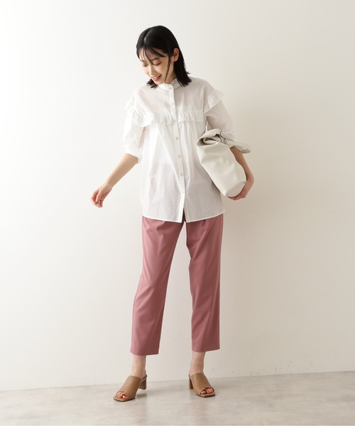 NATURAL BEAUTY BASIC（ナチュラルビューティーベーシック）の「ＯＣヨークフリルブラウス（シャツ/ブラウス・レディース・グレー系その他/オフホワイト/ブラウン・MEDIUM/SMALL）」の16枚目の写真