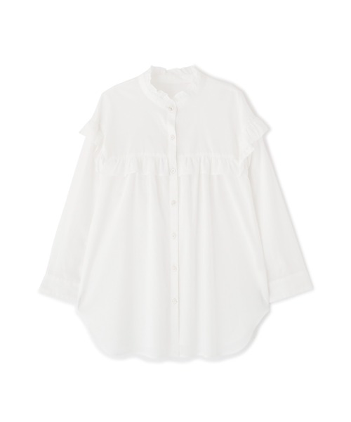 NATURAL BEAUTY BASIC（ナチュラルビューティーベーシック）の「ＯＣヨークフリルブラウス（シャツ/ブラウス・レディース・グレー系その他/オフホワイト/ブラウン・MEDIUM/SMALL）」の4枚目の写真