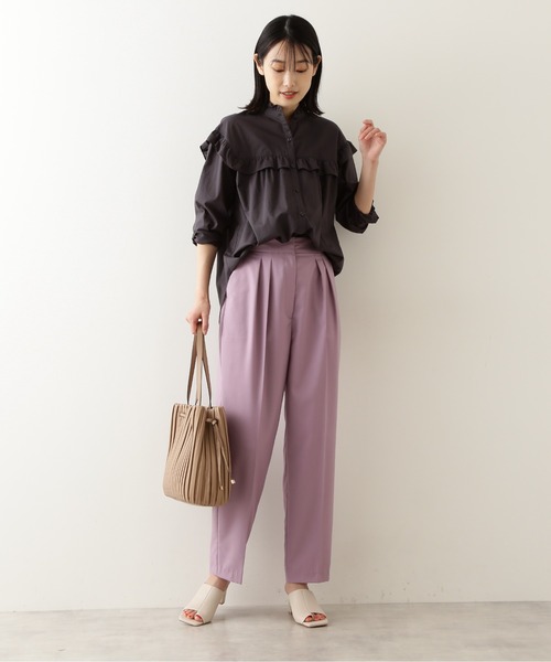 NATURAL BEAUTY BASIC（ナチュラルビューティーベーシック）の「ＯＣヨークフリルブラウス（シャツ/ブラウス・レディース・グレー系その他/オフホワイト/ブラウン・MEDIUM/SMALL）」の10枚目の写真