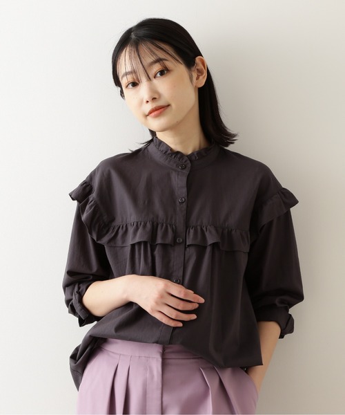 NATURAL BEAUTY BASIC（ナチュラルビューティーベーシック）の「ＯＣヨークフリルブラウス（シャツ/ブラウス・レディース・グレー系その他/オフホワイト/ブラウン・MEDIUM/SMALL）」の14枚目の写真