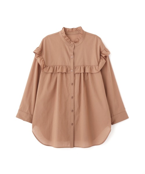 NATURAL BEAUTY BASIC（ナチュラルビューティーベーシック）の「ＯＣヨークフリルブラウス（シャツ/ブラウス・レディース・グレー系その他/オフホワイト/ブラウン・MEDIUM/SMALL）」の9枚目の写真