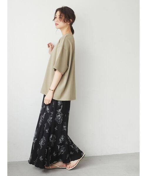 Green　Parks（グリーンパークス）の「ヘビー天竺ボックスT＊（Tシャツ/カットソー・レディース・カーキ/ホワイト/ブラウン/ブラック・FREE）」の10枚目の写真