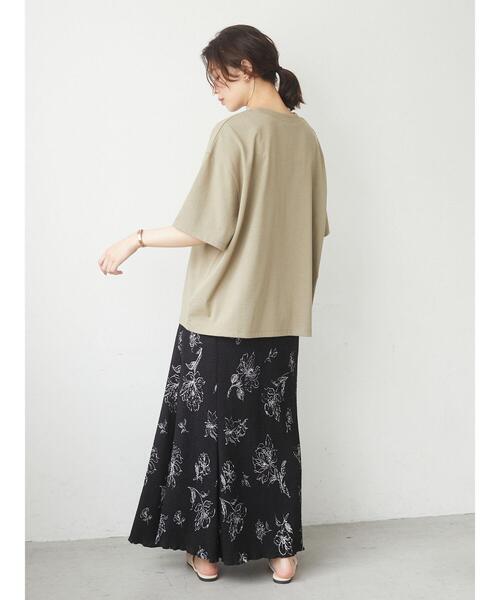 Green　Parks（グリーンパークス）の「ヘビー天竺ボックスT＊（Tシャツ/カットソー・レディース・カーキ/ホワイト/ブラウン/ブラック・FREE）」の5枚目の写真