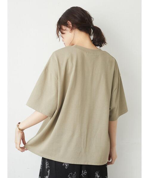 Green　Parks（グリーンパークス）の「ヘビー天竺ボックスT＊（Tシャツ/カットソー・レディース・カーキ/ホワイト/ブラウン/ブラック・FREE）」の8枚目の写真