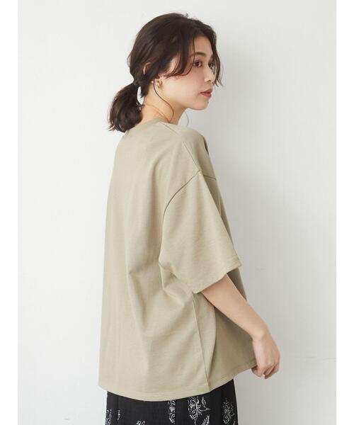 Green　Parks（グリーンパークス）の「ヘビー天竺ボックスT＊（Tシャツ/カットソー・レディース・カーキ/ホワイト/ブラウン/ブラック・FREE）」の19枚目の写真