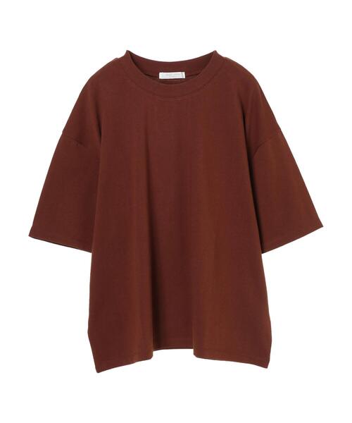 Green　Parks（グリーンパークス）の「ヘビー天竺ボックスT＊（Tシャツ/カットソー・レディース・カーキ/ホワイト/ブラウン/ブラック・FREE）」の3枚目の写真