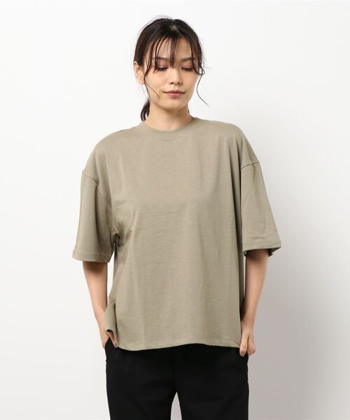 Green　Parks（グリーンパークス）の「ヘビー天竺ボックスT＊（Tシャツ/カットソー・レディース・カーキ/ホワイト/ブラウン/ブラック・FREE）」の16枚目の写真