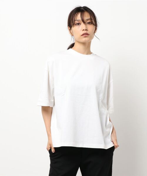 Green　Parks（グリーンパークス）の「ヘビー天竺ボックスT＊（Tシャツ/カットソー・レディース・カーキ/ホワイト/ブラウン/ブラック・FREE）」の7枚目の写真