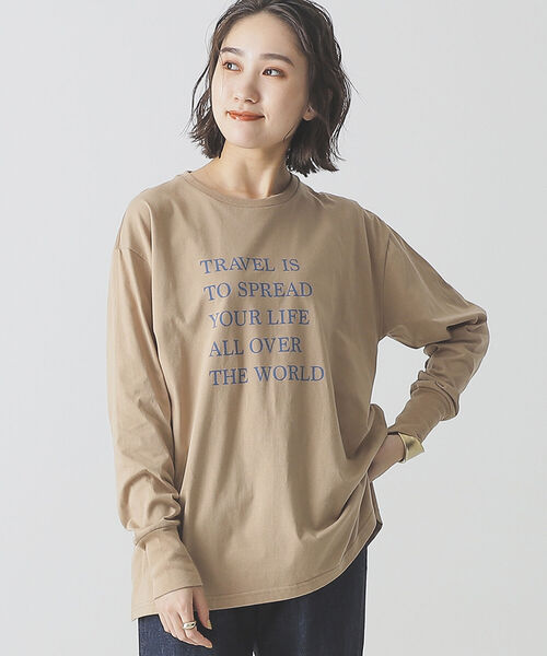 BEAMS LIGHTS（ビームスライツ）の「BEAMS LIGHTS / メッセージ プリント ロングスリーブ Tシャツ（Tシャツ/カットソー・レディース・ベージュ/オフホワイト・ONE SIZE）」の7枚目の写真