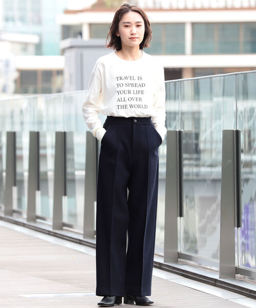 BEAMS LIGHTS（ビームスライツ）の「BEAMS LIGHTS / メッセージ プリント ロングスリーブ Tシャツ（Tシャツ/カットソー・レディース・ベージュ/オフホワイト・ONE SIZE）」の8枚目の写真